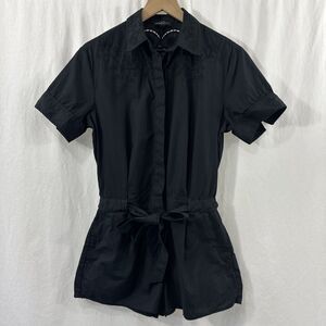 Rag & Bone Surplus Black Cotton Embroidered Short Sleeve Romper Womens Size 4